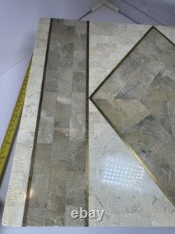 Vintage large Tessellated Stone With Brass Inlay wood box. Some damage issues