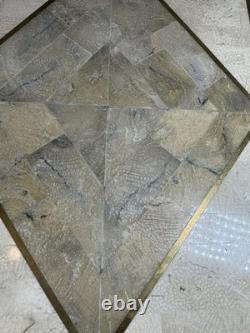 Vintage large Tessellated Stone With Brass Inlay wood box. Some damage issues