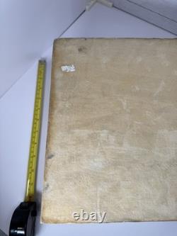 Vintage large Tessellated Stone With Brass Inlay wood box. Some damage issues