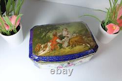 Vintage large porcelain romantic decor porcelain box floral