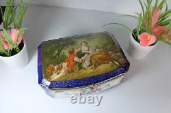 Vintage large porcelain romantic decor porcelain box floral