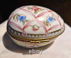 Vintage limoges trinket box peint main egg shape