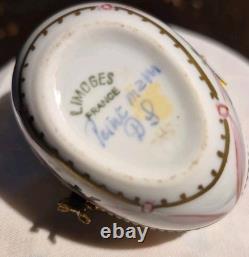 Vintage limoges trinket box peint main egg shape