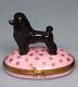 Vintage Marked Limoges Porcelain W Black Poodle Trinket On Pink Box