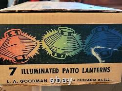 Vintage mid century plastic patio lantern tiki string lights new in original box