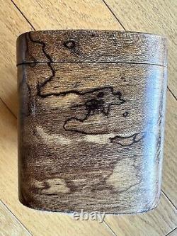 Vintage offsquare wooden box, may be Bacote & spalted, 4x3 1/2x4