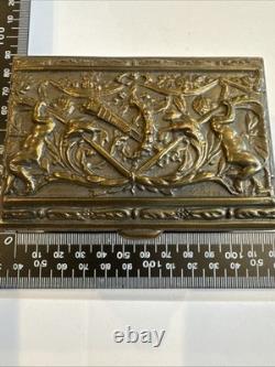 Vintage or antique brass jewelry/trinket box. Great Condition, Cloth Lines