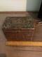Vintage Pyrography Pyrograpics Decorated Post Card Box Antique 6.25 X 4 X 4.5
