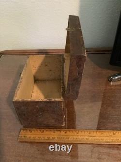 Vintage pyrography PYROGRAPICS decorated POST CARD BOX antique 6.25 X 4 X 4.5