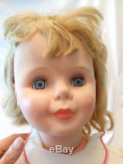 Vtg 35 unmarked playpal companion doll original shipping box dress blond