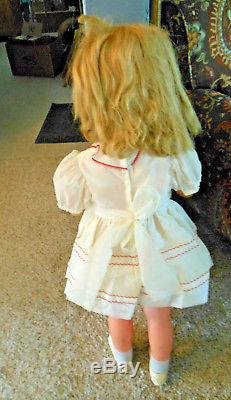 Vtg 35 unmarked playpal companion doll original shipping box dress blond