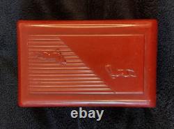 Vtg Bakelite Rectangular Box w Lid Galloping Horses Bas Relief Black Red Tobacco