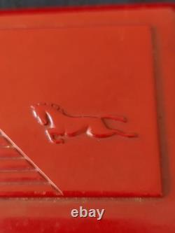 Vtg Bakelite Rectangular Box w Lid Galloping Horses Bas Relief Black Red Tobacco