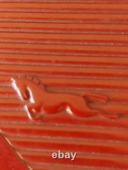 Vtg Bakelite Rectangular Box w Lid Galloping Horses Bas Relief Black Red Tobacco