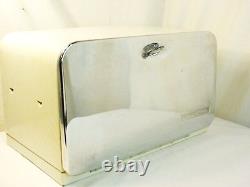 Vtg Beauty Box Bread Box Pie Safe Cutting Board Metal Chrome White'50s 17x11x10