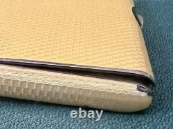 Vtg Deco Guilloche Enameled 935 Silver Trinket Box Bright Yellow Gilt Interior