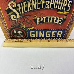 Vtg Early Stickney & Poor's Pure Ginger Wood Box Crate Advertising Paper Label