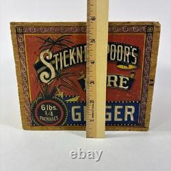 Vtg Early Stickney & Poor's Pure Ginger Wood Box Crate Advertising Paper Label