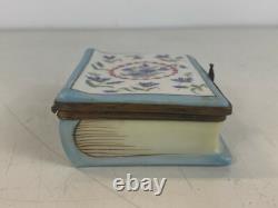 Vtg French Limoges Jacques Deval Book Form Trinket Box w Quote Inside Shared Joy