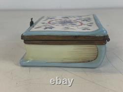 Vtg French Limoges Jacques Deval Book Form Trinket Box w Quote Inside Shared Joy