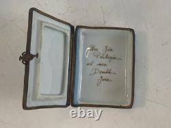 Vtg French Limoges Jacques Deval Book Form Trinket Box w Quote Inside Shared Joy