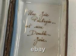 Vtg French Limoges Jacques Deval Book Form Trinket Box w Quote Inside Shared Joy
