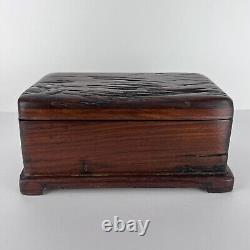 Vtg Hand Crafted Wood Box Stash 11in