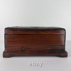 Vtg Hand Crafted Wood Box Stash 11in