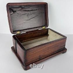 Vtg Hand Crafted Wood Box Stash 11in