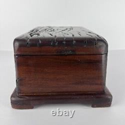 Vtg Hand Crafted Wood Box Stash 11in