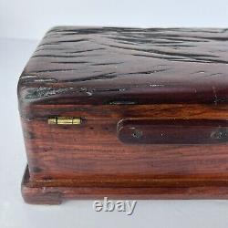 Vtg Hand Crafted Wood Box Stash 11in