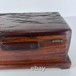 Vtg Hand Crafted Wood Box Stash 11in