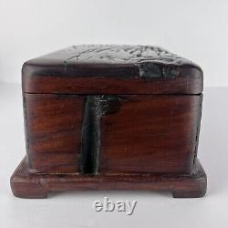 Vtg Hand Crafted Wood Box Stash 11in