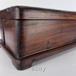 Vtg Hand Crafted Wood Box Stash 11in