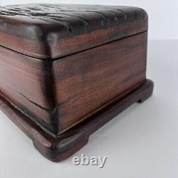 Vtg Hand Crafted Wood Box Stash 11in