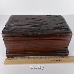 Vtg Hand Crafted Wood Box Stash 11in