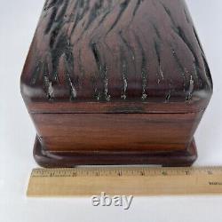 Vtg Hand Crafted Wood Box Stash 11in