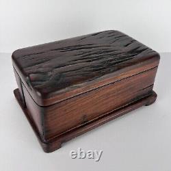 Vtg Hand Crafted Wood Box Stash 11in