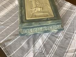 Vtg Incolay Jewelry Box XL Stone Bas Relief Blue & White Keepsake Chest