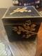 Vtg Japanese Lacquered Bento Box With Gold Birds, 4 Tier 8x8x8 Hinged Lid Euc