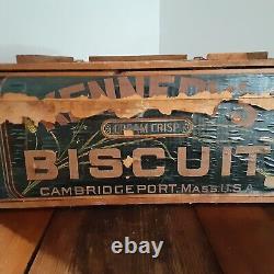 Vtg Kennedy's Cream Crisp Biscuit Crate/box With LID Cambridgeport, Mass. U. S. A