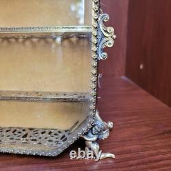 Vtg Miniature Gold Metal French Victorian Style Vitrine Curio Trinket Box Matson