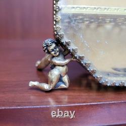 Vtg Miniature Gold Metal French Victorian Style Vitrine Curio Trinket Box Matson