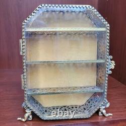 Vtg Miniature Gold Metal French Victorian Style Vitrine Curio Trinket Box Matson