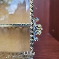 Vtg Miniature Gold Metal French Victorian Style Vitrine Curio Trinket Box Matson