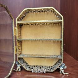 Vtg Miniature Gold Metal French Victorian Style Vitrine Curio Trinket Box Matson