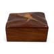 Vtg Roger Sloan Carved Walnut Wood Box With Inlaid Oak Root Cross Sections Lid
