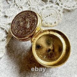 Western Antique Limoges Small Pill Case, Round Box, Dark Navy