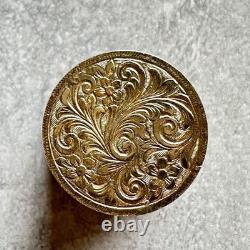 Western Antique Limoges Small Pill Case, Round Box, Dark Navy