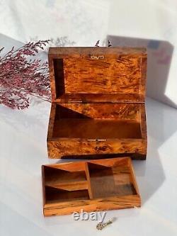 Wood jewelry box lined vintage burl wood jewelry box new handmade box necklace